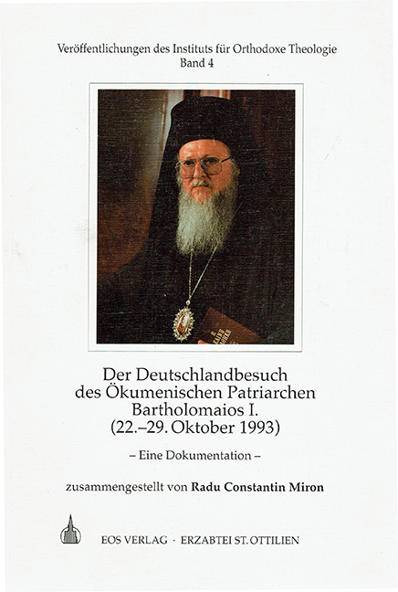 Der Deutschlandbesuch des Ökumenischen Patriarchen Bartholomaios I. (22.-29. Oktober 1993)