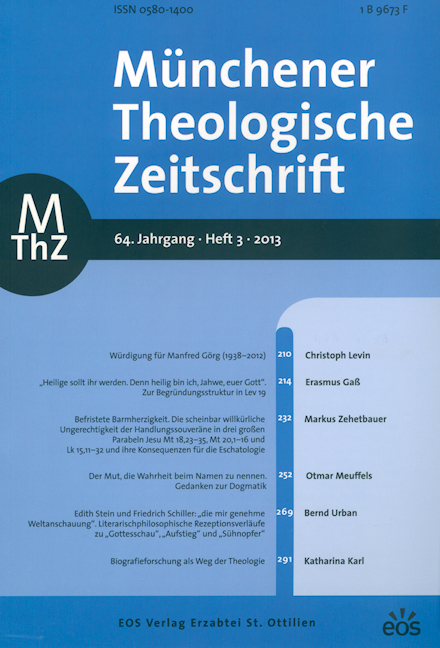 Münchener Theologische Zeitschrift 64 (2013/3)