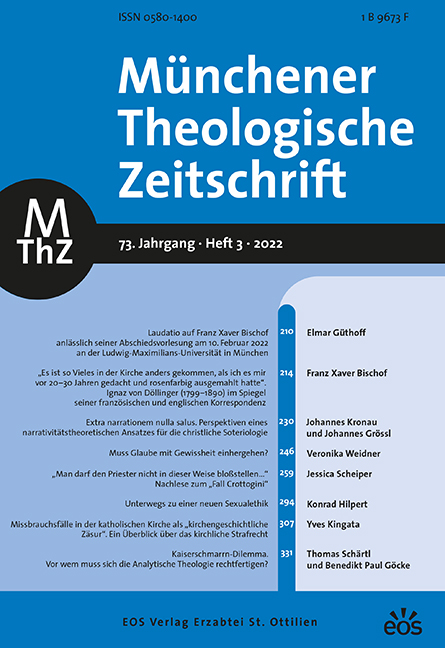 Münchener Theologische Zeitschrift 73 (2022/3)